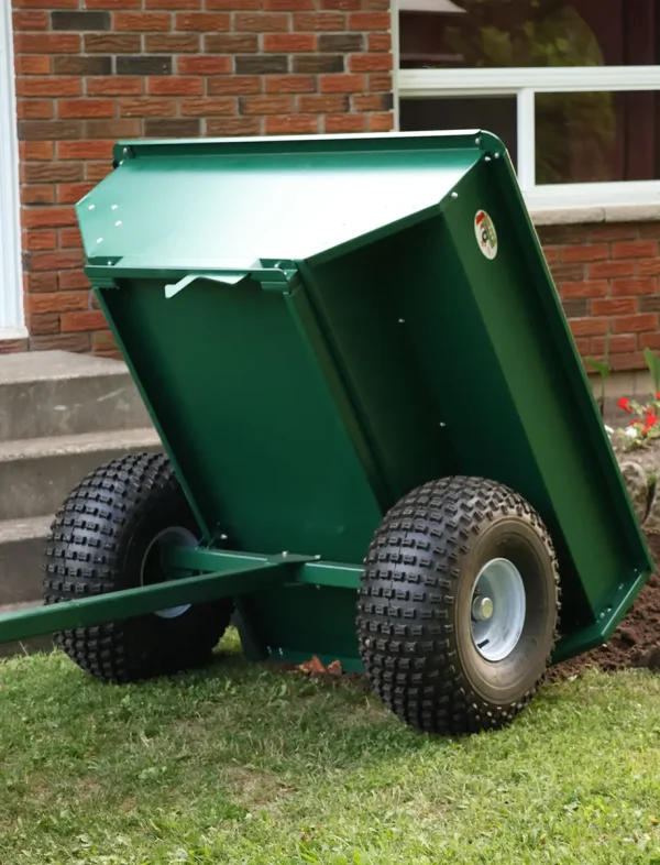 Single-axle Muts ATV dump trailer dumping